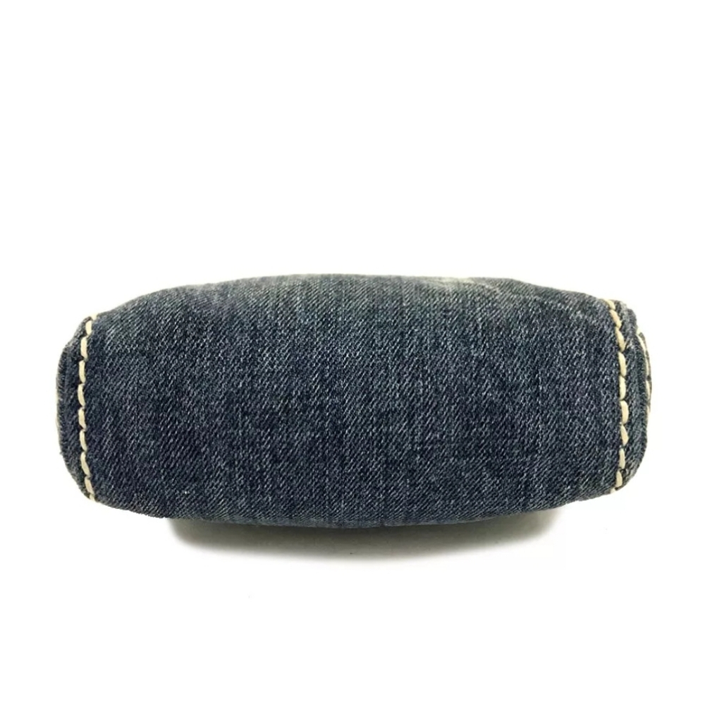 PRADA LOGO PLATE DENIM COSMETIC POUCH BAG BLUE - Picture 5 of 12